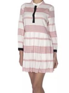 Band Of Outsiders Shirt Dress Cotton Long Sleeves Red Stripe Size 6     0978
