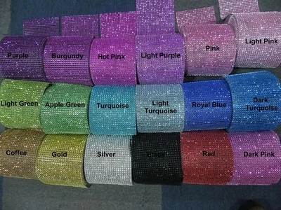 1/2"x1 Yard SAMPLES- DIAMOND MESH WRAP ROLL SPARKLE RHINESTONE Crystal Ribbon - Image 1 of 4