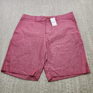 J Crew Shorts Men 34 NEW Gramercy 9" Chambray Red Chino Wealth Golf Money - Picture 1 of 9