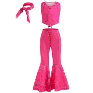 Costume vestito cowgirl rosa BARBIE WESTERN - nuovo in confezione - ragazzo taglia 8 - Foto 1 di 18