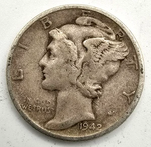 1942 S Mercury Dime VF/XF You Grade it! EF 90% Silver Type Coin Free ship! - Picture 1 of 4