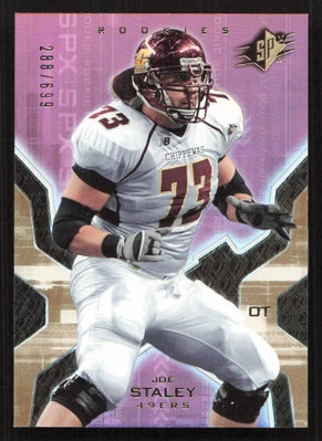 2007 SPx Joe Staley Gold Rookies #/699 RC Rookie #108 Card - Image 1 of 2