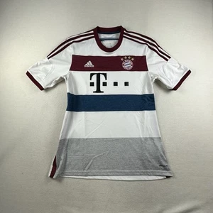 Adidas Jersey Mens Large White Striped BAYERN MUNICH 2014 2015 Soccer Jersey - Picture 1 of 13
