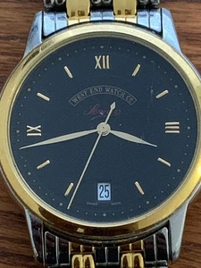 Elegant Swiss West End Sowan Black Date Dial Quartz Gents Bracelet Watch - 34mm - Picture 1 of 4