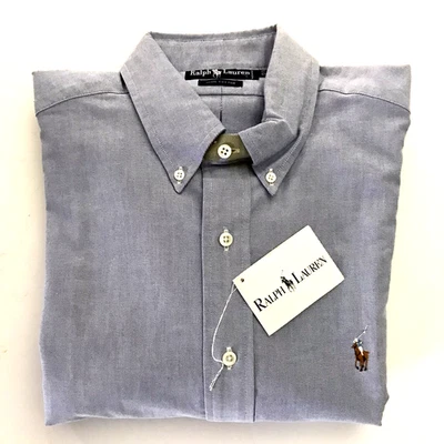 NWT Ralph Lauren Oxford Shirt Sz 17-35 Long Sleeve Blue Cotton Button Down 52" - Image 1 of 4