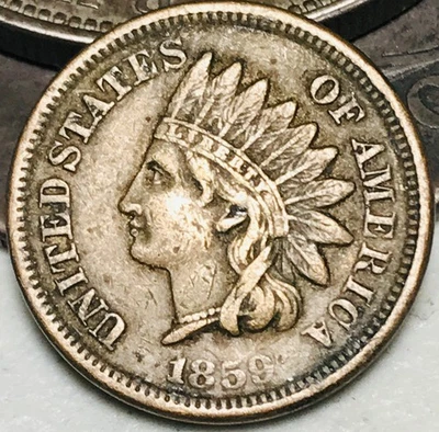 1859 Indian Head Cent Penny CN 1C Ungraded Pre-Civil War Date US Coin CC28098 - Image 1 of 4