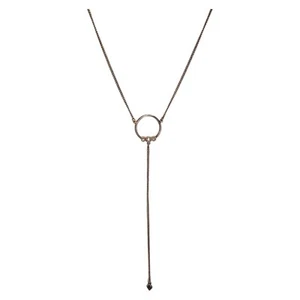 Luv AJ Full Bloom Rose Gold Tone & Crystal Lariat Y-drop Necklace 20-22"+ 6"Drop - Picture 1 of 9