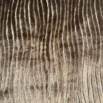 Brown Silk Velvet Wavy Stripe Decor Fabric Designer Sample #8 - Image 1 of 4