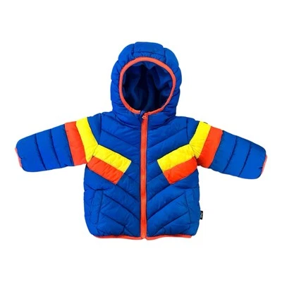 学步儿童 Spyder 复古蓝色拼色 Puffer 夹克外套冬季 12 个月 — 第 1/4 张图片