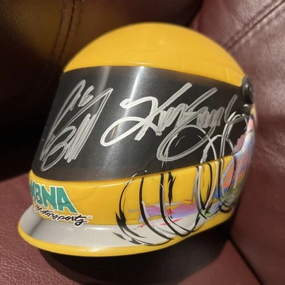Kurt Busch Greg Biffle Signed Auto 16 NASCAR Tradin Paint Mini Helmet! - Image 1 of 4