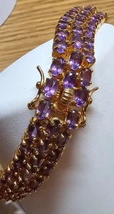 VERMEIL*STERLING SILVER*AMETHYST TENNIS BRACELET*DEE BERKLEY*DBJ*3 ROW*8 INCH* - Picture 1 of 6