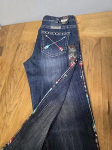 Cowgirl Tuff Co NWT 31 Short Wild Pathmaker Turquoise & Red Embroidery Bootcut - Picture 1 of 16