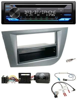 JVC Bluetooth Lenkrad USB DAB CD Autoradio für Seat Leon 2005-2010 dunkelgrau me - Bild 1 von 4
