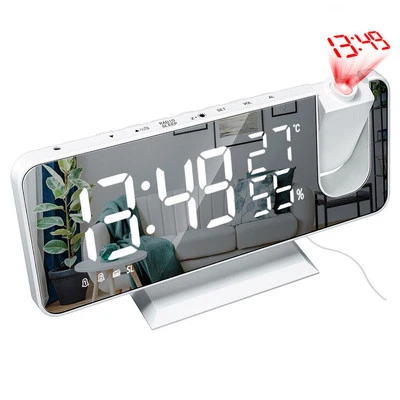LED Digital Projection Alarm Clock with FM Radio Projector Dimmable Clock Snooze - Image 1 of 4