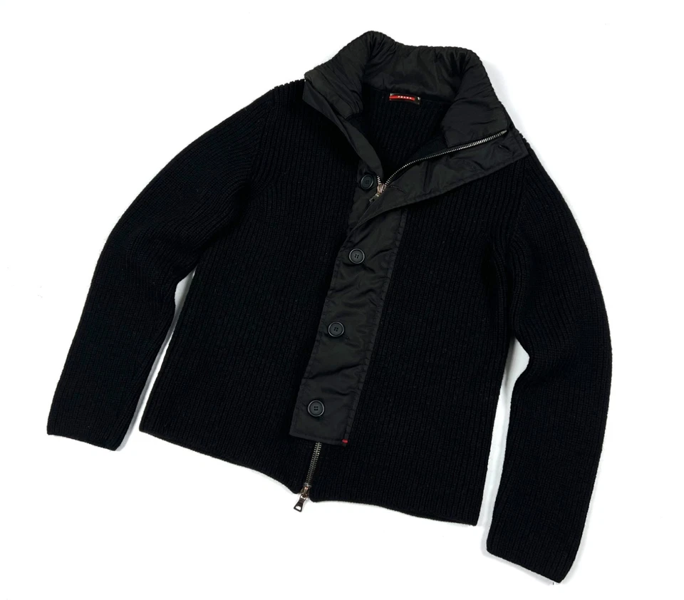 Auth Men's PRADA Milano Black Full Zip Heavy Wool Sweater Jacket Size 50 S/M - Image 1 of 4