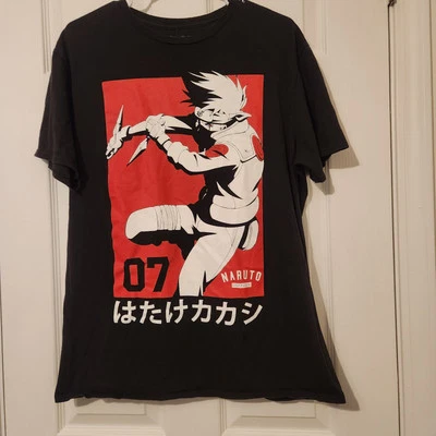 Naruto Shippuden Large Black T Shirt Masashi Kishimoto Crew Neck Graphic Print - Image 1 of 4