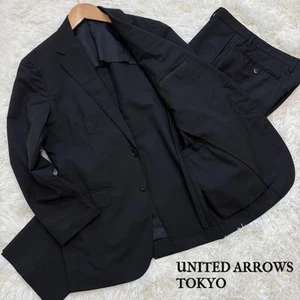 UNITED ARROWS TOKYO Suit, Black, Plain, Size 46, Wool x Mohair - Picture 1 of 15