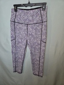 Knockout by Victoria Secret Sz M Sport Purple Leopard High Rise Capri Leggings - Picture 1 of 8
