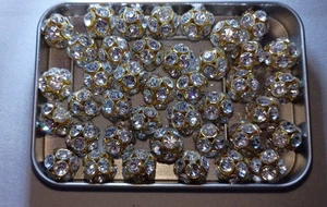 GOLDFARBENE KLARE STRASS SPACER PERLEN, #40 TEILE "NEU "!!! 😀👌 - Bild 1 von 6