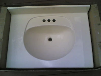 NEW Bathroom Beige Premium CULTURED MARBLE SINK 31x22 - Image 1 of 4