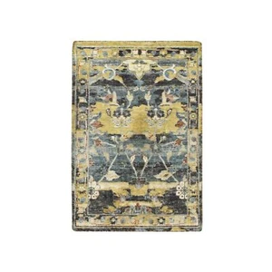 2'x3'3" Blue with Yellow Zoroastrian Design Wool Hand Knotted Sample Rug R75699 - Picture 1 of 5
