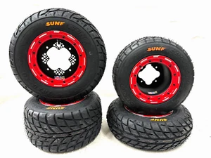 DWT G3 Red Beadlock Rims Sunf A021 Street Tires Yamaha Banshee Raptor 700 YFZ450 - Bild 1 von 6