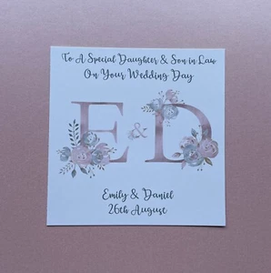 Personalised Wedding Card, Congratulations on your Wedding Day Card,A-Z initials - Picture 1 of 4