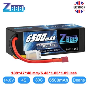 Zeee 4S LiPo Battery 14.8V 6500mAh 80C Deans T for RC Car Boat Truck Helicopter - Picture 1 of 9