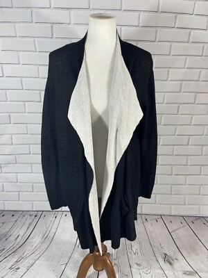 Cardigã suéter feminino Rachel Roy preto cachoeira pequeno  - Imagem 1 de 4