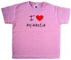 I Love Heart My Westie Pink Kids T Shirt