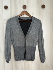 ZoZo Sweater Women Size S Gray Sparkly Cardigan Button Long Sleeve - Picture 1 of 10