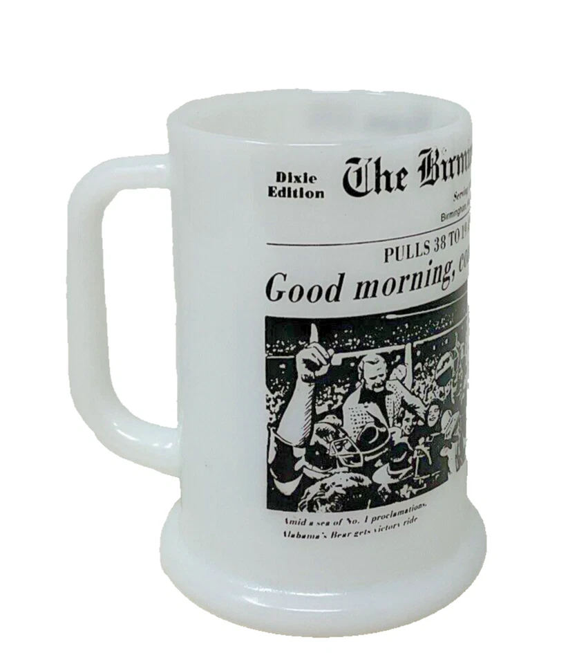 Taza de vidrio de leche Bear Bryant Birmingham News Alabama Tide Is # 1 Again 1979 Foto 1 de 4