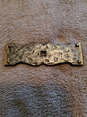 VINTAGE NATIONAL BACKPLATE DRAWER PULL ~ HAMMERED TEXTURED BRONZE ~ RETRO Cover
