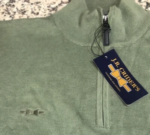 Nuevo suéter verde $75 J.R. Crider's acanalado 1/4 con cremallera para hombre talla mediana - Imagen 1 de 6