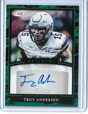 Troy Andersen 2022 SAGE Artistry Green RC Auto Montana State Anderson Falcons - Image 1 of 2