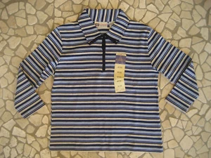 Neues Faded Glory Poloshirt Gr.140-152/ 10-12 Jahre blau grau gestreift - Bild 1 von 1