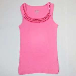 Justice Girl's Pink Tank Top with Sequin Trim in size 7 - Picture 1 of 2
