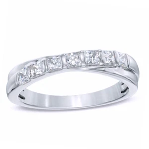 1/2ct Square Princess Cut Diamond Criss Cross Anniversary Band in 14K White Gold - Picture 1 of 2
