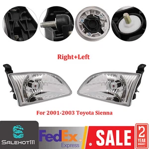 Headlights Headlamps Pair Set Left L & Right R for 2001 2002 2003 Toyota Sienna - Bild 1 von 12