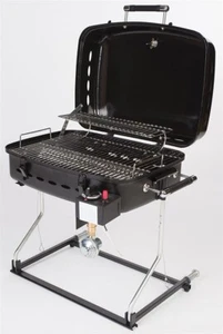 12,000 BTU Black Steel Portable Propane BBQ Grill w/ Folding Stand 16x13" Grate - Picture 1 of 7