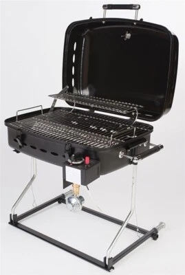 Parrilla de barbacoa portátil de propano de acero negro de 12.000 BTU con soporte plegable rejilla de 16x13" Foto 1 de 4