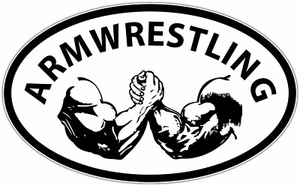 Arm Wrestling Biceps Strong Arms Oval Car Bumper Vinyl Sticker Decal 6"X4" - Picture 1 of 1