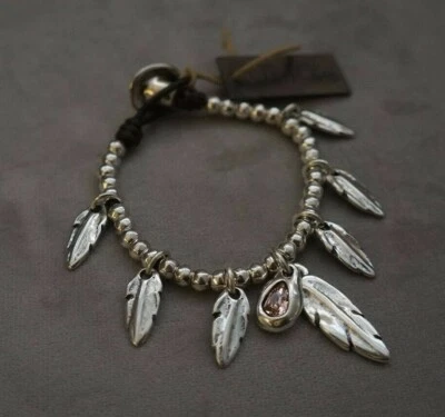 NUEVO CON ETIQUETAS Pulsera Uno De 50 Pluma Dije Elementos Rosa Cristal Slver "Pavonearse" 7" Foto 1 de 4