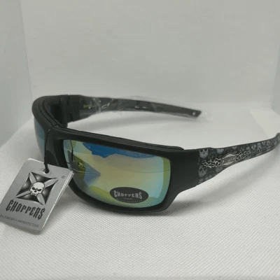 Gafas de sol Choppers espejadas con calavera acolchada para hombre lentes de motociclista Foto 1 de 3