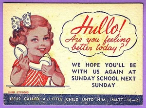 ADVERTISING SUNDAY SCHOOL GIRL ON TELEPHONE CARD - Picture 1 of 1