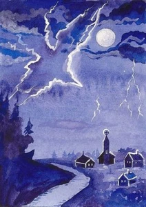 IMPRESIÓN ACEO DE PINTURA CUERVO CUERVO RYTA ARTE GÓTICO HALLOWEEN LUNA Casa Embrujada - Imagen 1 de 1