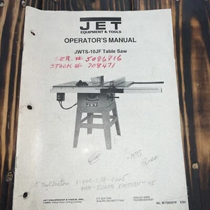 Jet   JWTS-10JF Table Saw Operator  Instruction & Parts  Manual *174 - Picture 1 of 9