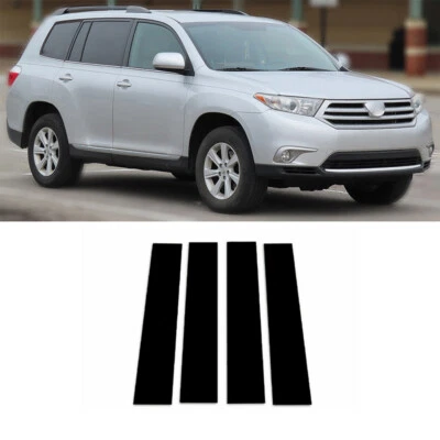 For Toyota Highlander 2008-2013 Black Pillar Posts Window Door Trim Cover 4Pcs - Imagem 1 de 4