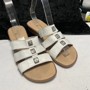 Sandalias sin cordones Pesaro para mujer de cuero blanco talla 8 M - Imagen 1 de 10