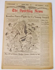 1963 The Sporting News 8/31/1963 TSN Sandy Koufax Dodgers 79728 - Picture 1 of 1